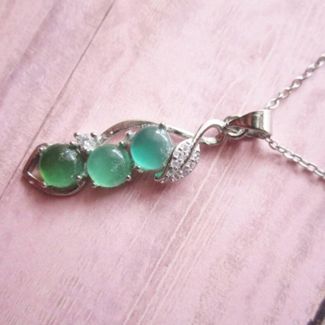 Edelstahlkette mit Onyx Achat Schmuckstein, Erbse Design
