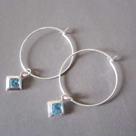 Creolen mit Kristall Cabochon 925 Sterling Silber