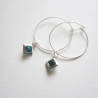 Creolen mit Kristall Cabochon 925 Sterling Silber
