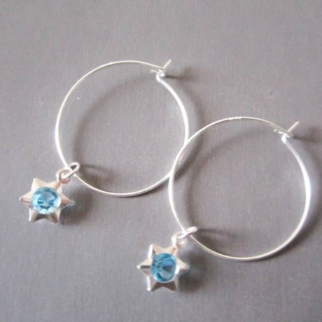 Creolen mit Kristall Cabochon 925 Sterling Silber