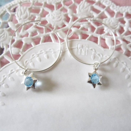 Creolen mit Kristall Cabochon 925 Sterling Silber