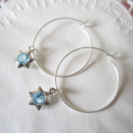 Creolen mit Kristall Cabochon 925 Sterling Silber