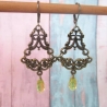 Ohrschmuck Brisuren Messing mit Harzperlen in Tropfen Form