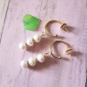 Ohrschmuck Ohrringe Halb Creolen Edelstahl mit Süßwasserperlen 