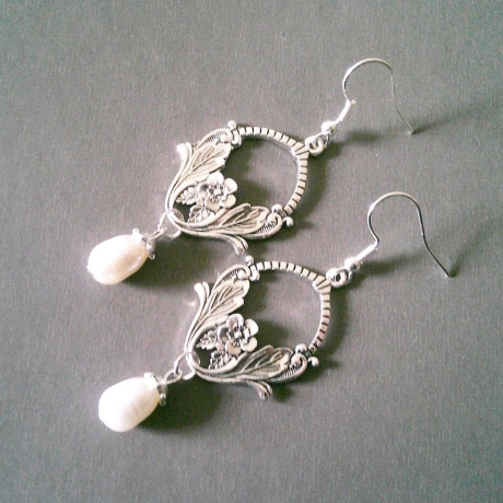Ohrschmuck Brautohrringe mit Süßwasserperlen in Tropfenform 
