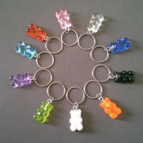 10 Stk. Maschenmarkierer Set, Maschenzähler, mit einem Bärchen 