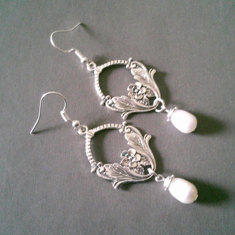 Ohrschmuck Brautohrringe mit Süßwasserperlen in Tropfenform 