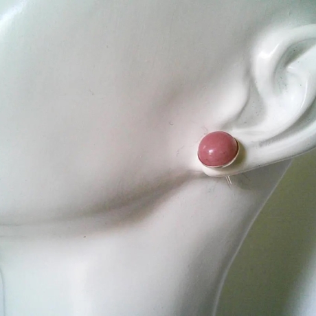 Ohrstecker 925 Sterling Silber mit einem Rhodonit Stein