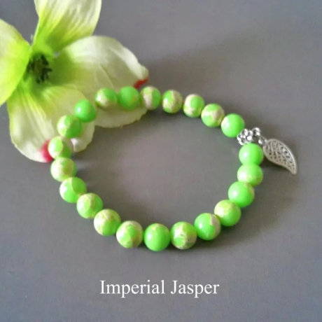 Damen Armband aus Imperial Jasper, 15 Anhängern zur Auswahl
