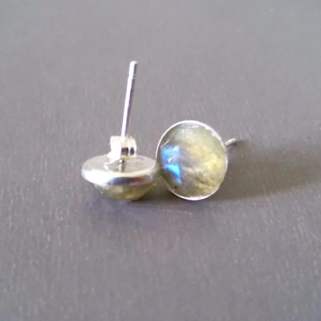 Ohrstecker 925 Sterling Silber mit facettiertem Labradorit Stein
