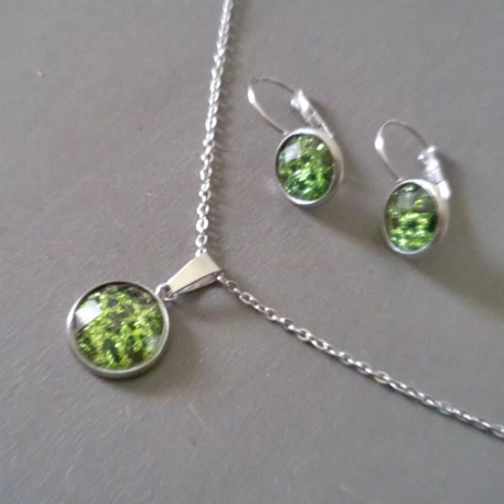 Set Halskette Ohrringe aus Edelstahl mit Stein  in Leopard Design