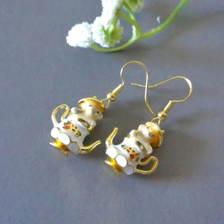 Ohrschmuck Hängeohrringe Mäuschen in Teekanne