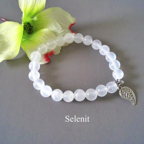 Damen Armband aus Selenit ,15 Anhängern zur Auswahl