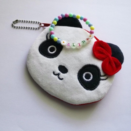 Kinderarmband personalisiert mit Panda oder Pinguin Tasche