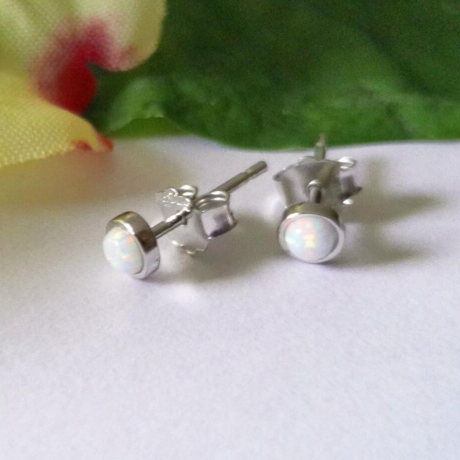 Opal-Ohrringe 925 Sterlingsilber Opalschmuck Ohrstecker