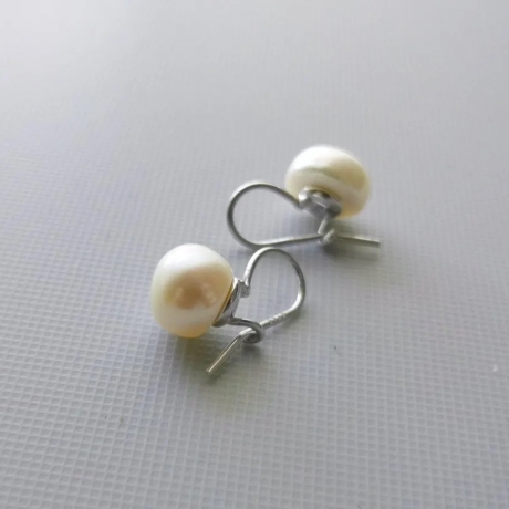 Süßwasser weiße Perle Ohrringe 925 Sterling Silber Brautschmuck