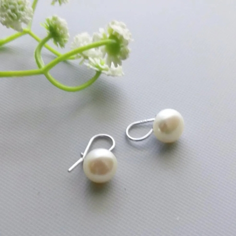 Süßwasser weiße Perle Ohrringe 925 Sterling Silber Brautschmuck