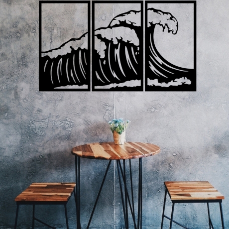 Wandbild aus Holz 3-teilig | Meer Wellen Natur Abenteuer Strand