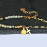 Armband Perlen Initial Amazonit Kreuz Buchstabe Paperclip