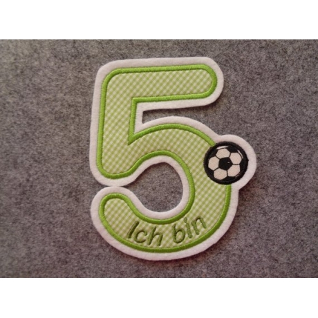 Applikation/Aufnäher Zahl/Geburtstagszahl 1-9  mit Fussball
