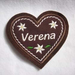 Aufnäher Lebkuchenherz m. Namen max. 7 Buchstaben