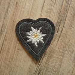 Applikation/Aufnäher Herz mit gest. Edelweiss