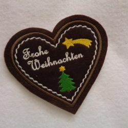 Applikation/Aufnäher weihnachtliches Lebkuchenherz