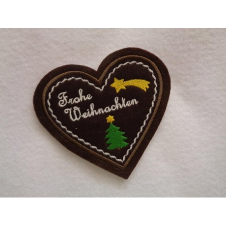 Applikation/Aufnäher weihnachtliches Lebkuchenherz