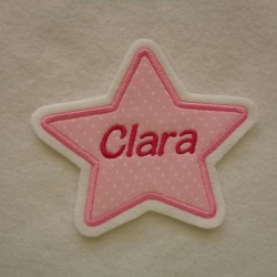 Applikation/Aufnäher Sternchen mit Wunschnamen max. 6 Buchstaben