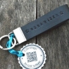 Schlüsselband aus Leder, handgestempelt mit Wunschtext