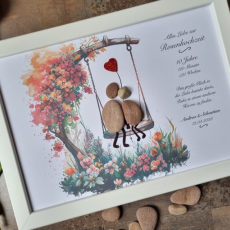 Geschenk zur Rosenhochzeit 10. Hochzeitstag Personalisierbar 