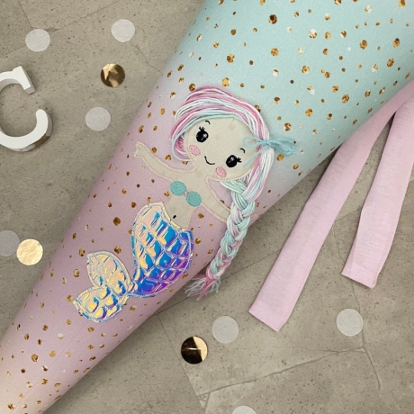 Schultüte Stoff Zuckertüte Einschulung 70cm - Meerjungfrau