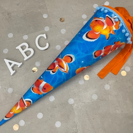 Schultüte Stoff Zuckertüte Einschulung 70cm - Clownfisch
