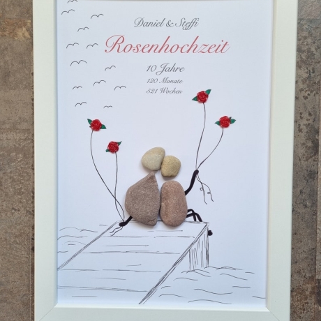 Geschenk zur Rosenhochzeit 10. Hochzeitstag Personalisierbar 