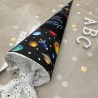 Schultüte Stoff Zuckertüte Einschulung 70cm - Weltraum Schwarz