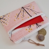 Kleine Geldbörse Mini Geldbeutel rosa Blüten weiß