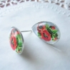 versilberte Ohrstecker mit Mohnblumen