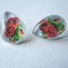 versilberte Ohrstecker mit Mohnblumen