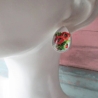 versilberte Ohrstecker mit Mohnblumen