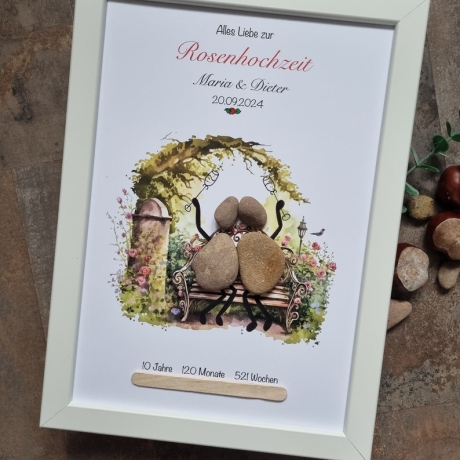 Geschenk zur Rosenhochzeit 10. Hochzeitstag Personalisierbar 