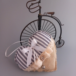 1 Deko Herz aus Stoff Shabby Chic Anhänger