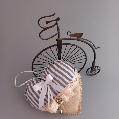 1 Deko Herz aus Stoff Shabby Chic Anhänger