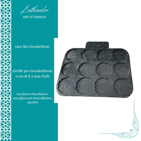 Silikonform 12er Block Geodenform 6cm ⌀ und 4mm Tiefe für Resin