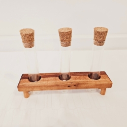 Dekoständer aus Akazien-Holz mit Reagenzgläsern, Anzuchtstation