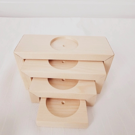 Adventstreppchen aus Kiefer-Holz, Teelichthalter, Kerzenhalter