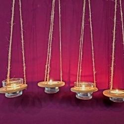 Windlichtring zum Aufhängen schmal, Teelichthalter Buche, groß