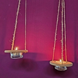 Windlichtring zum Aufhängen schmal, Teelichthalter Buche, klein