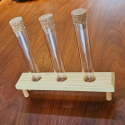 Dekoständer aus Kiefern-Holz mit Reagenzgläsern, Anzuchtstation