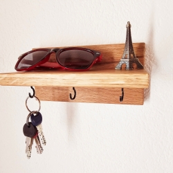 Schlüsselbrett, Schlüsselablage, Haken, Holz, Eiche, schmal