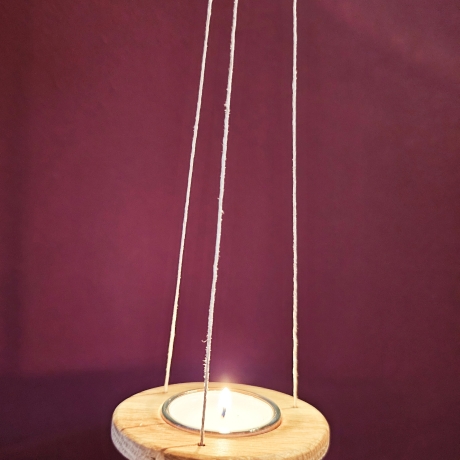 Windlichtring zum Aufhängen schmal, Teelichthalter Buche, klein